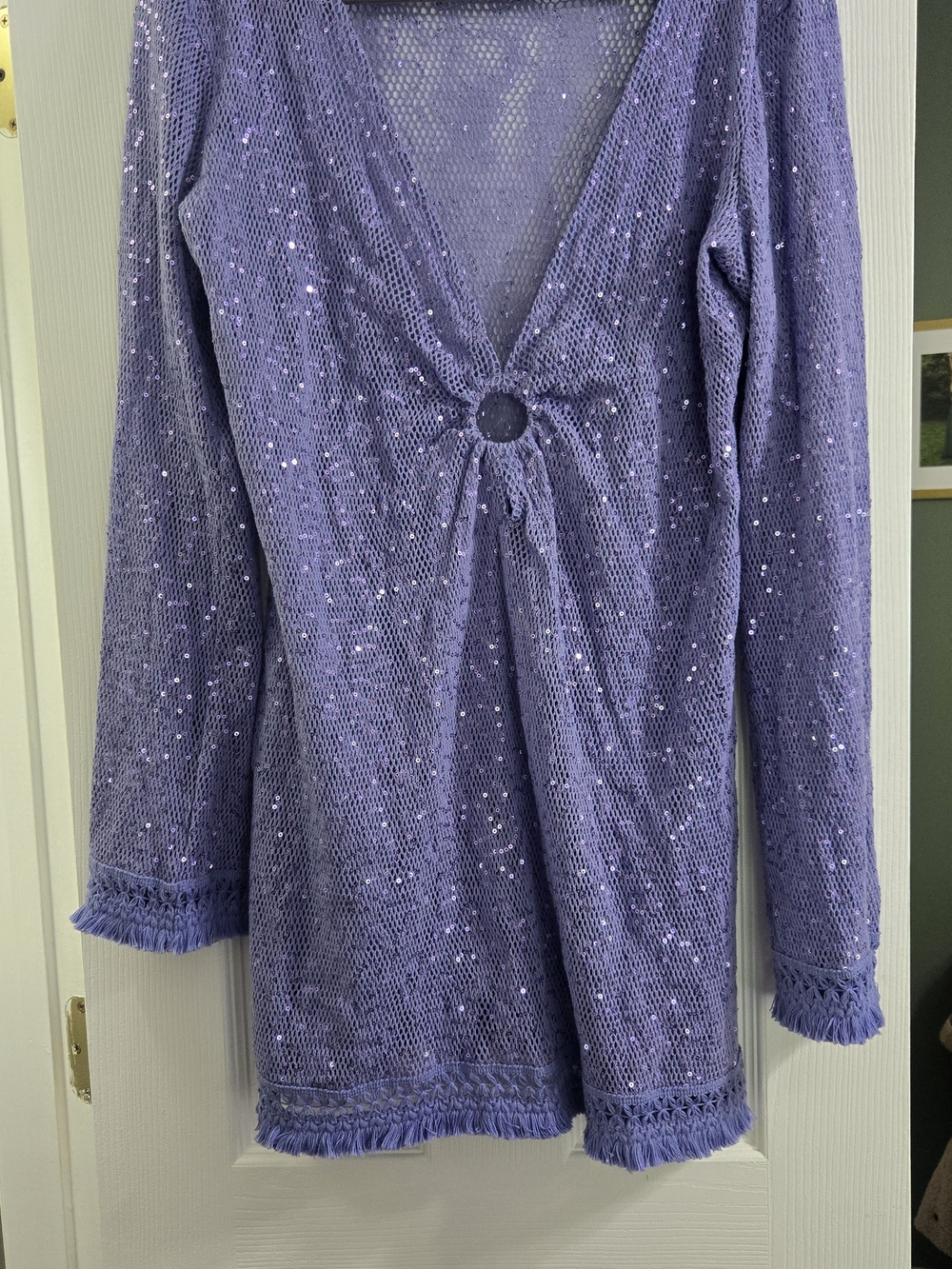 House of Harlow 1960 Lavender Sequin Crochet Top